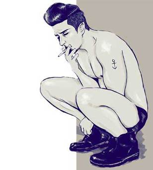 Fumador hombre con la prostatitis